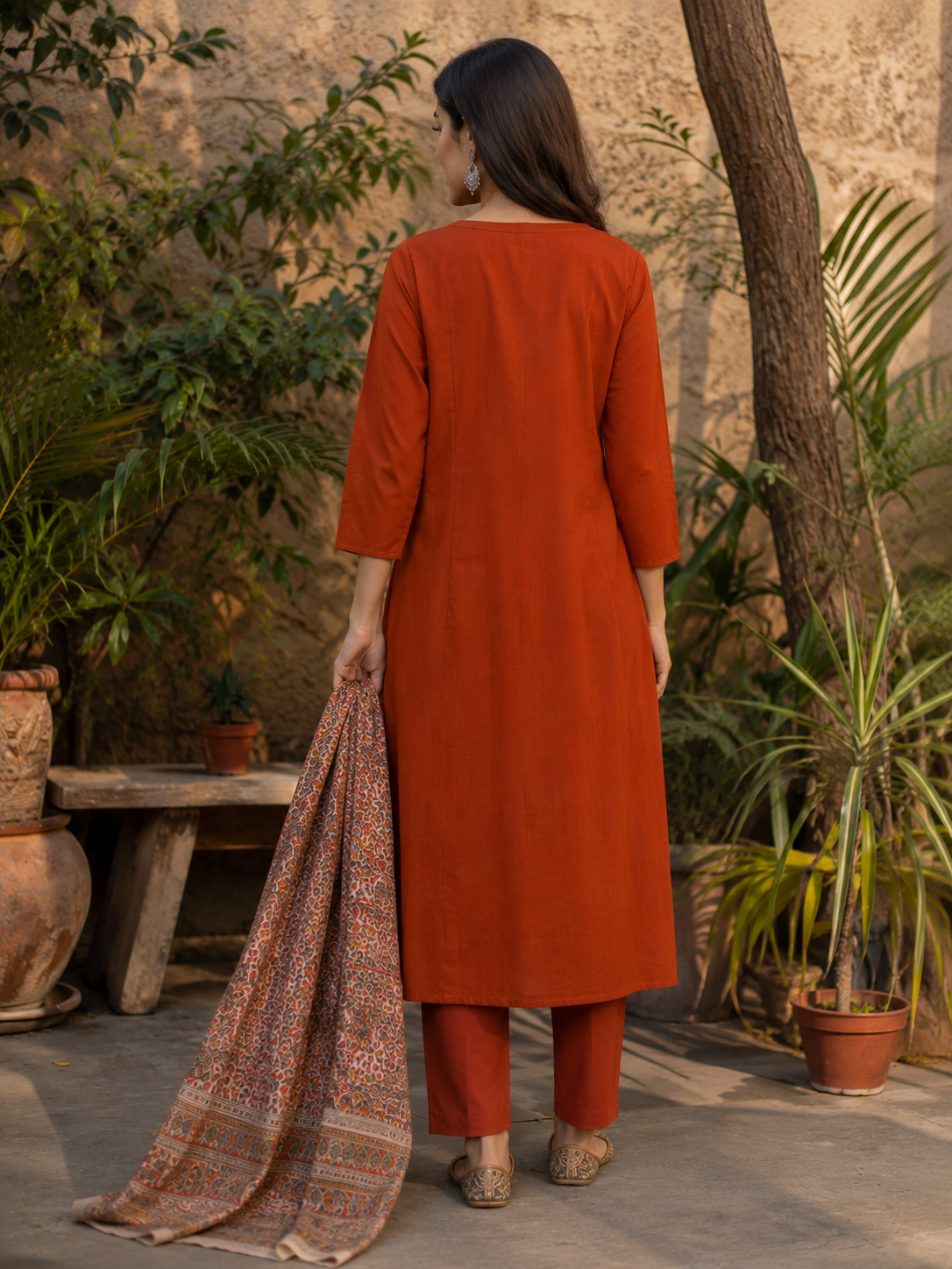 Pure Cotton Straight suit with pintex and mirror work