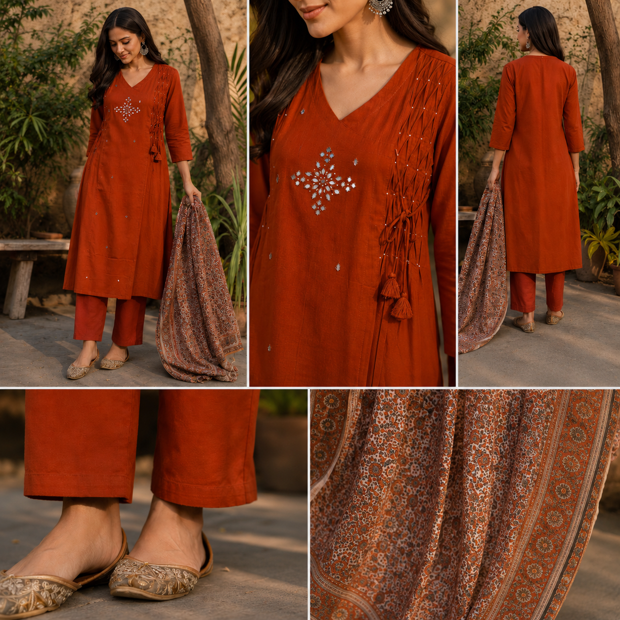 Pure Cotton Straight suit with pintex and mirror work