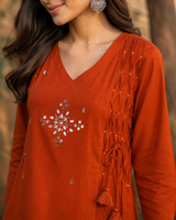 Pure Cotton Straight suit with pintex and mirror work