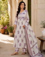 Pure Cotton A-line Suit with Sequin detailing on Yoke
