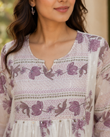 Pure Cotton A-line Suit with Sequin detailing on Yoke