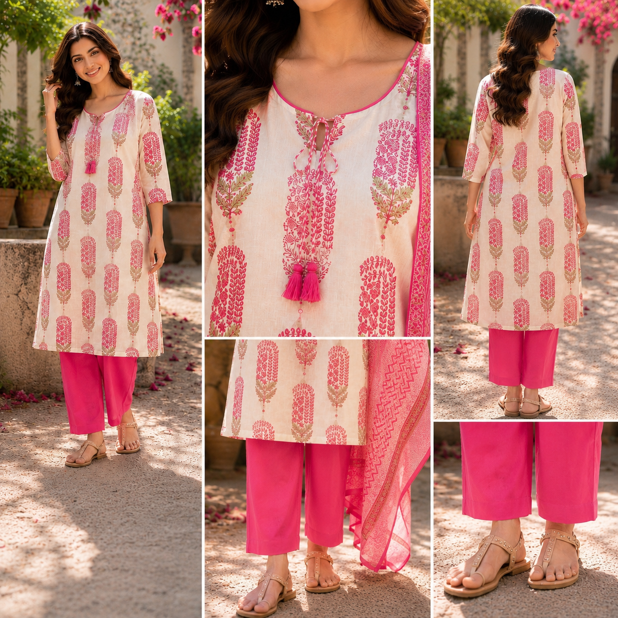 Pure Cotton Printed Straight Suit with Gota Patti Work