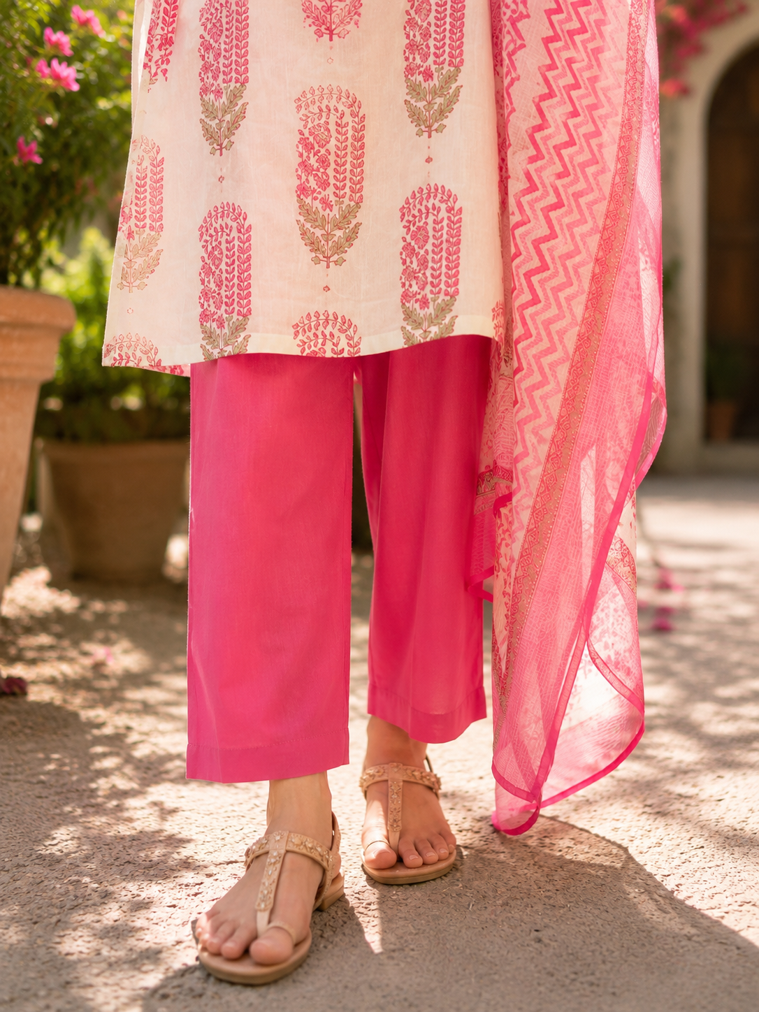 Pure Cotton Printed Straight Suit with Gota Patti Work