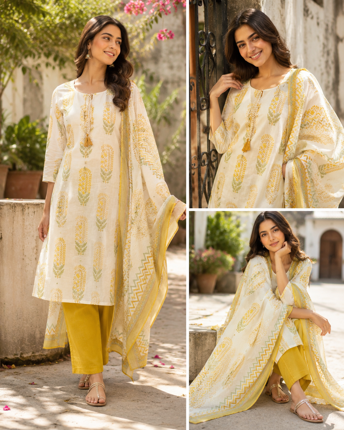 Pure Cotton Printed Straight Suit with Gota Patti Work