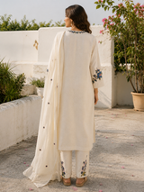 Cream Flex Cotton Straight suit with Embroidery Work