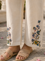Cream Flex Cotton Straight suit with Embroidery Work