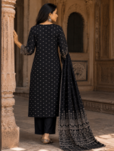 Angrakha Pure Cotton Straight Suit with Mirror Detailing