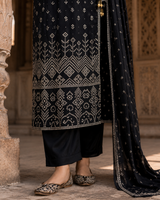 Angrakha Pure Cotton Straight Suit with Mirror Detailing