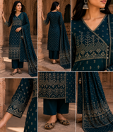 Angrakha Pure Cotton Straight Suit with Mirror Detailing