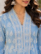 Pure Mul Cotton Anarkali suit with Chikankari Work