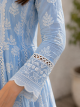 Pure Mul Cotton Anarkali suit with Chikankari Work