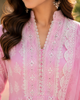 Pure Mul Cotton Anarkali suit with Chikankari Work