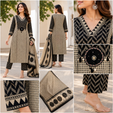 Printed Pure Cotton Straight suit with Thread, Beads & sequin work