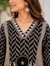 Printed Pure Cotton Straight suit with Thread, Beads & sequin work