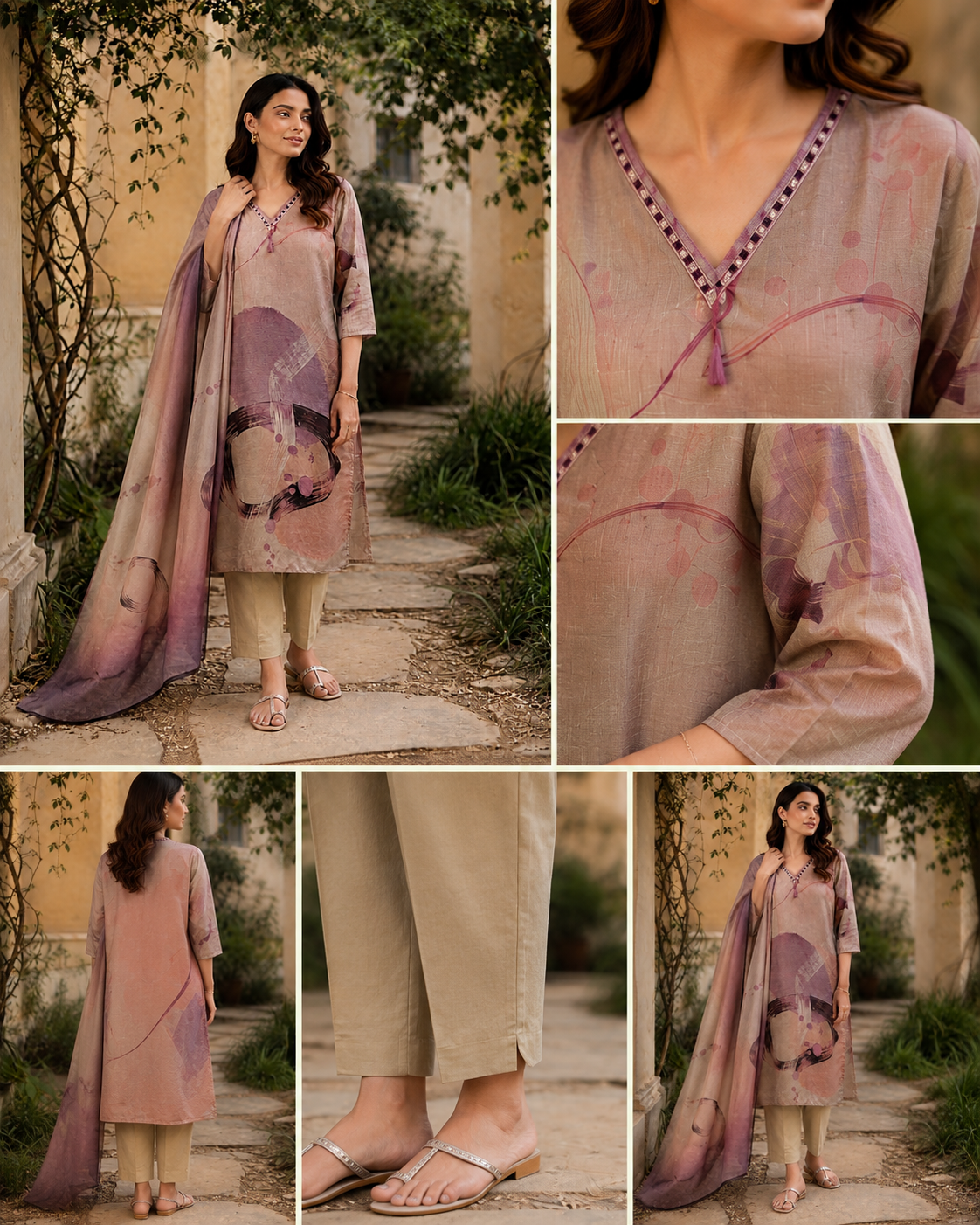 Digital Printed Cotton Straight suit with Thread & Lace Detailing
