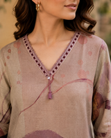Digital Printed Cotton Straight suit with Thread & Lace Detailing