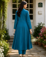 TEAL Khadi Cotton Co-ord Set with Embriodery