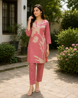 Pink Cotton Co-ord Set with Detailing