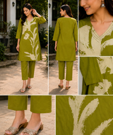 Pure Cotton Co-ord Set with Neck Detailing
