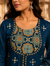 Pure Cotton Anarkali  Suit with Mirror work