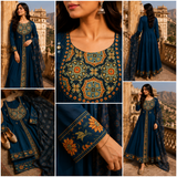 Pure Cotton Anarkali  Suit with Mirror work