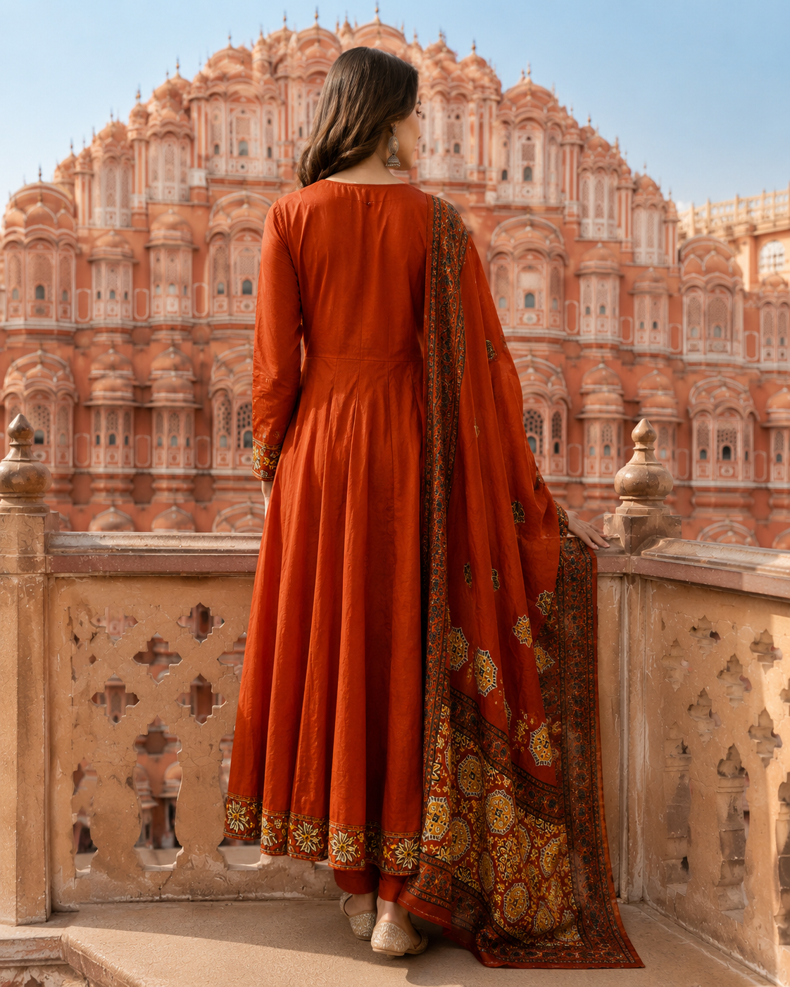 Pure Cotton Anarkali  Suit with Mirror work