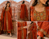 Pure Cotton Anarkali  Suit with Mirror work