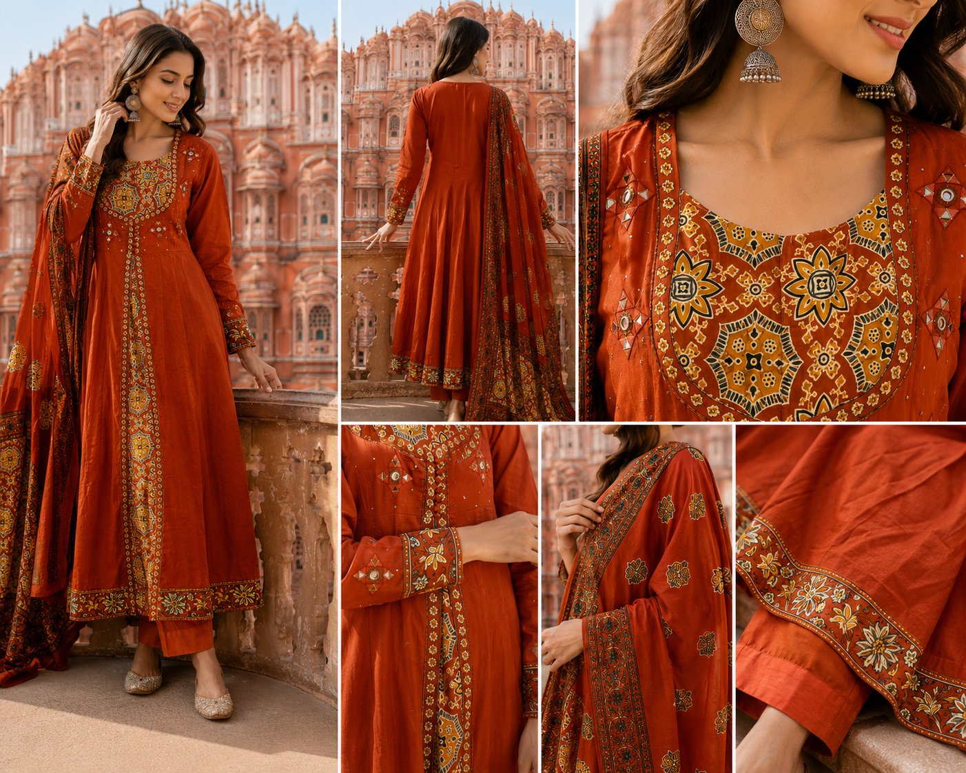 Pure Cotton Anarkali  Suit with Mirror work