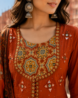 Pure Cotton Anarkali  Suit with Mirror work