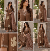 Printed Pure Cotton A-Line suit with embriodery work