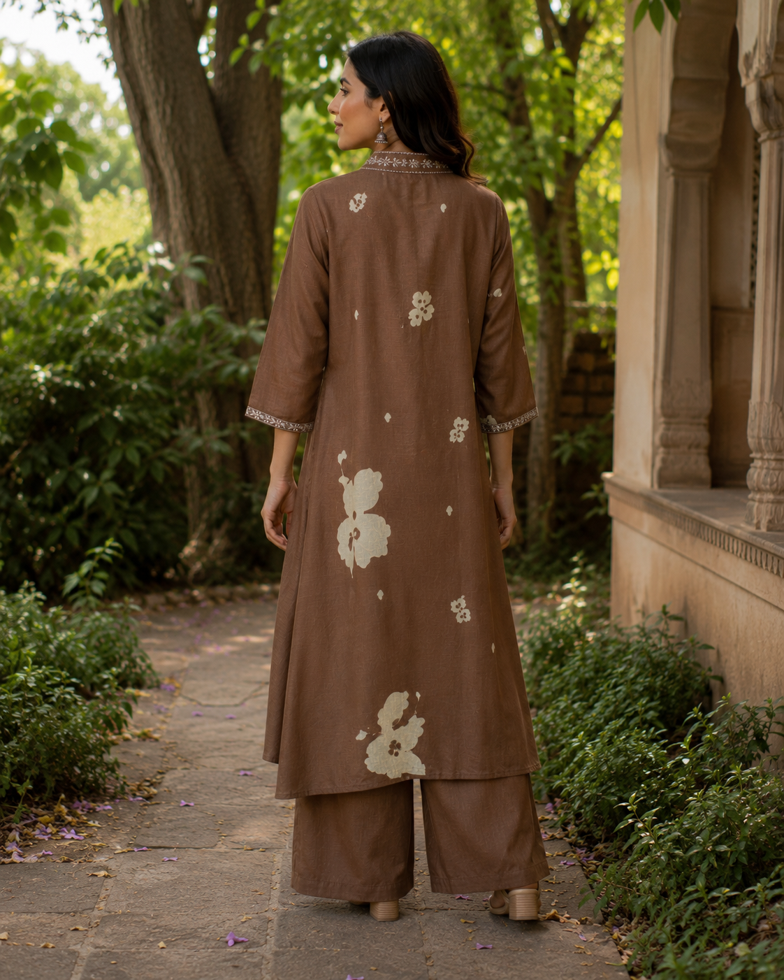Printed Pure Cotton A-Line suit with embriodery work