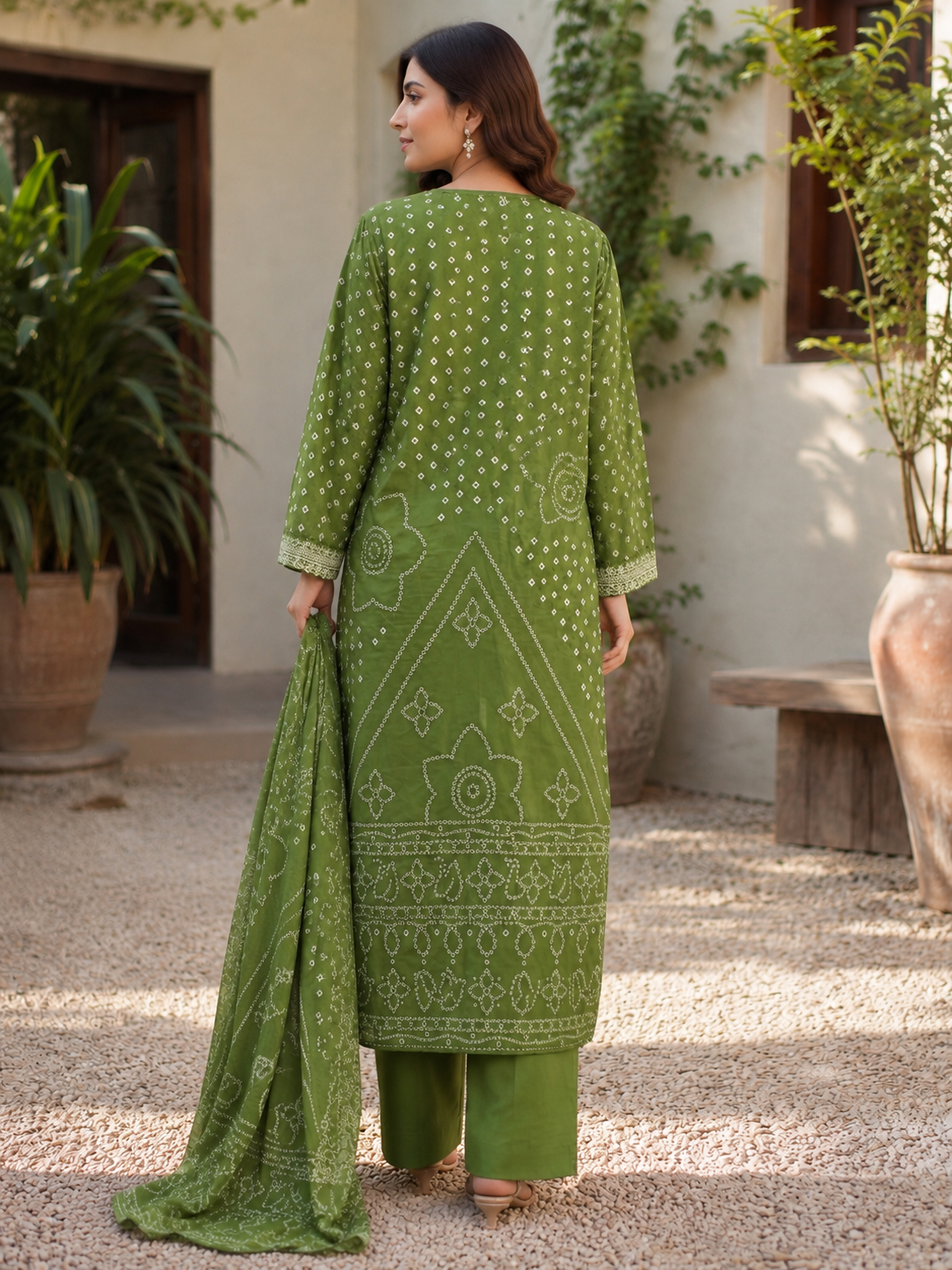 Green Pure Cotton Straight suit with Embroidery work