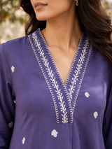 Printed Pure Cotton A-Line suit with embriodery work