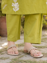 Apple Green Pure Cotton Straight Suit with Embroidery