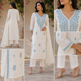Pure Mul Cotton Straight suit with embriodery work
