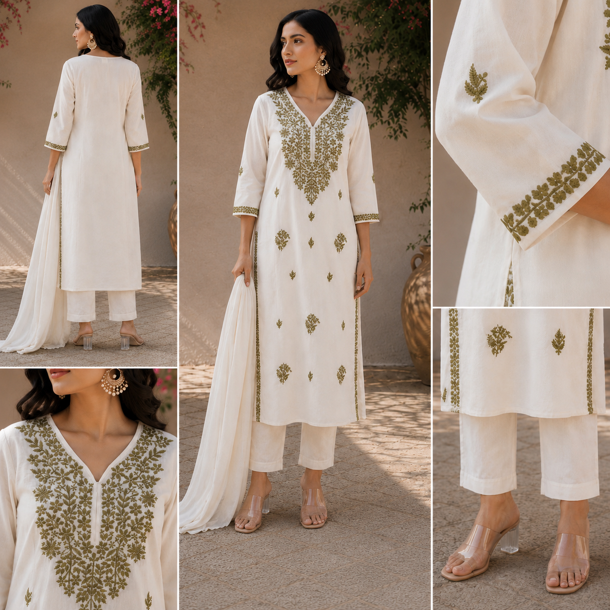 Pure Mul Cotton Straight suit with embriodery work