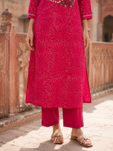Pink Pure Rayon Co-ord Set with Heavy work