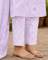 Lavender Pure Cotton Straight suit with Cut Dana & Beads Work