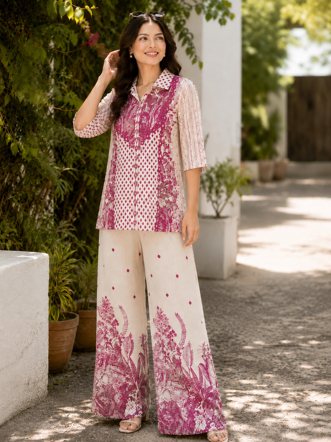 Mauve Pink Printed Cotton Co-ord Set