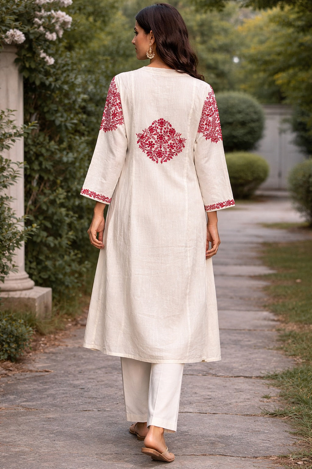 Creame  Pure Mul Cotton Party Wear Anarkali suit with embriodary work